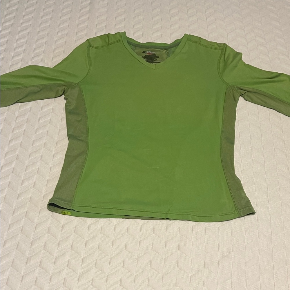 Danskin Bright Green Long Sleeve V-Neck Athletic Top